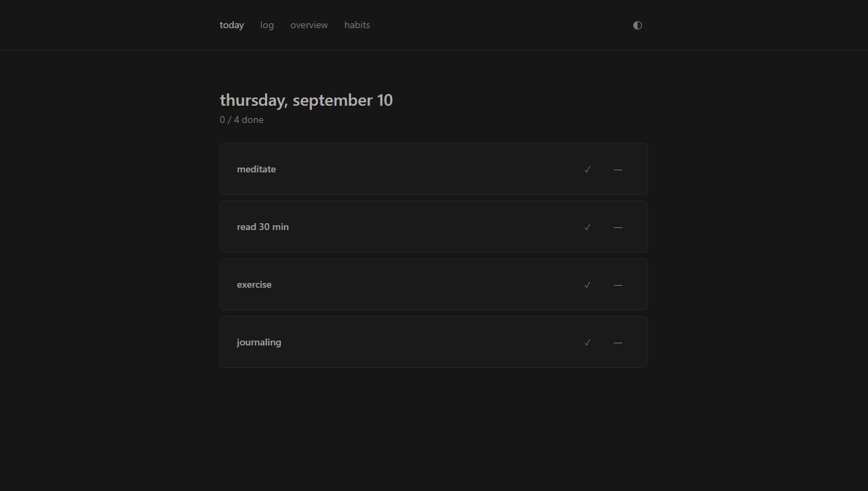 today's checklist with a done and a skip control per habit