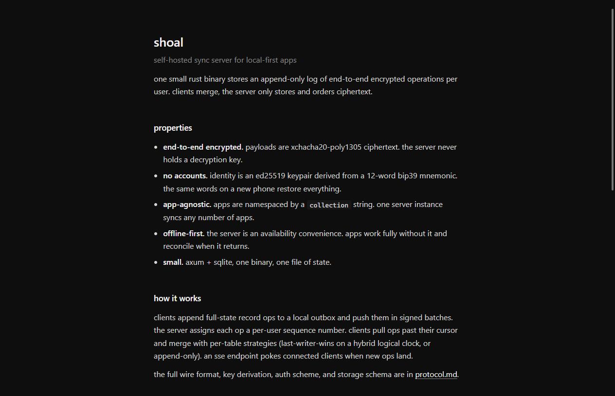the shoal protocol docs page